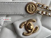 Chanel Small Flap Bag Gold Coin In Grained Leather White AS3369 21x14.5x6cm - 6