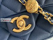 Chanel Small Flap Bag Gold Coin In Grained Leather Navy AS3369 21x14.5x6cm - 4