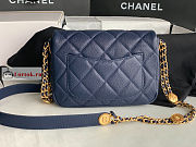 Chanel Small Flap Bag Gold Coin In Grained Leather Navy AS3369 21x14.5x6cm - 5