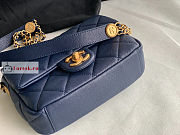 Chanel Small Flap Bag Gold Coin In Grained Leather Navy AS3369 21x14.5x6cm - 6