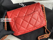 Chanel Small Flap Bag Gold Coin In Grained Leather Red AS3369 21x14.5x6cm - 2