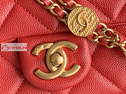 Chanel Small Flap Bag Gold Coin In Grained Leather Red AS3369 21x14.5x6cm - 3