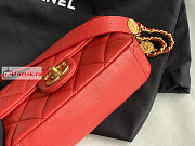 Chanel Small Flap Bag Gold Coin In Grained Leather Red AS3369 21x14.5x6cm - 4