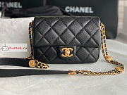 Chanel Small Flap Bag Gold Coin In Grained Leather Black AS3369 21x14.5x6cm - 4