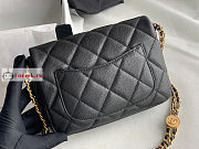 Chanel Small Flap Bag Gold Coin In Grained Leather Black AS3369 21x14.5x6cm - 6