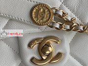 Chanel Mini Flap Bag Gold Coin In Grained Leather White AS3368 17x13x5.5cm - 3