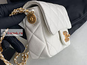 Chanel Mini Flap Bag Gold Coin In Grained Leather White AS3368 17x13x5.5cm - 4