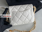 Chanel Mini Flap Bag Gold Coin In Grained Leather White AS3368 17x13x5.5cm - 5