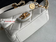 Chanel Mini Flap Bag Gold Coin In Grained Leather White AS3368 17x13x5.5cm - 6