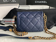 Chanel Mini Flap Bag Gold Coin In Grained Leather Navy AS3368 17x13x5.5cm - 6