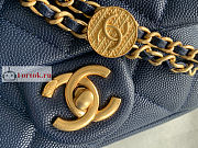 Chanel Mini Flap Bag Gold Coin In Grained Leather Navy AS3368 17x13x5.5cm - 3