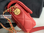 Chanel Mini Flap Bag Gold Coin In Grained Leather Red AS3368 17x13x5.5cm - 6