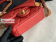 Chanel Mini Flap Bag Gold Coin In Grained Leather Red AS3368 17x13x5.5cm - 5