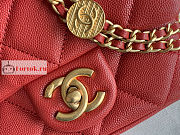 Chanel Mini Flap Bag Gold Coin In Grained Leather Red AS3368 17x13x5.5cm - 4