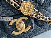 Chanel Mini Flap Bag Gold Coin In Grained Leather Black AS3368 17x13x5.5cm - 4
