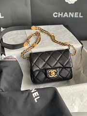 Chanel Mini Flap Bag Gold Coin In Grained Leather Black AS3368 17x13x5.5cm - 2