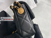 Chanel Mini Flap Bag Gold Coin In Grained Leather Black AS3368 17x13x5.5cm - 3