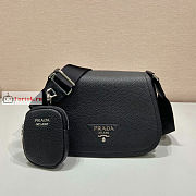 Prada Shoulder Bag In Grained Leather Black 1BD293 24x17x9.5cm - 1