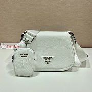 Prada Shoulder Bag In Grained Leather White 1BD293 24x17x9.5cm - 1