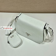 Prada Shoulder Bag In Grained Leather White 1BD293 24x17x9.5cm - 4