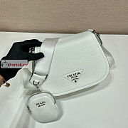 Prada Shoulder Bag In Grained Leather White 1BD293 24x17x9.5cm - 2