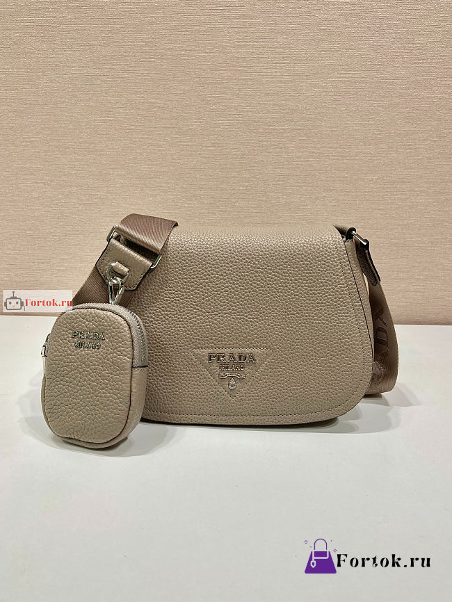 Prada Shoulder Bag In Grained Leather Beige 1BD293 24x17x9.5cm - 1