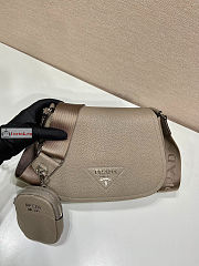 Prada Shoulder Bag In Grained Leather Beige 1BD293 24x17x9.5cm - 2