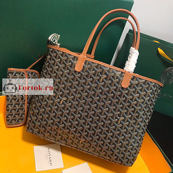 Goyard Saint Louis PM Bag Black/Tan 34x14x26cm