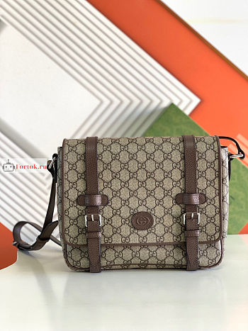 Gucci GG Messenger Bag Beige Canvas 658542 28cm