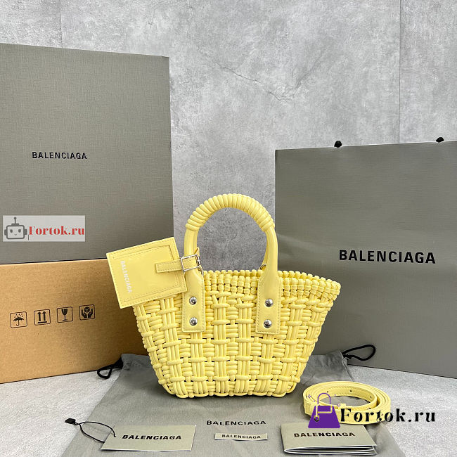 Balenciaga XXS Bistro Bucket Bag With Strap Yellow 6780282 27cm - 1
