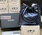 Chanel 22 Handbag Calfskin Leather Shiny Blue AS3261 38×42×8cm - 1