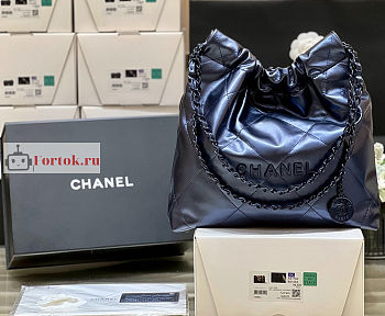 Chanel 22 Handbag Calfskin Leather Shiny Blue AS3261 38×42×8cm