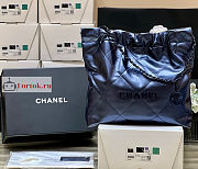 Chanel 22 Handbag Calfskin Leather Shiny Blue AS3261 38×42×8cm - 5