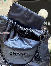 Chanel 22 Handbag Calfskin Leather Shiny Blue AS3261 38×42×8cm - 4