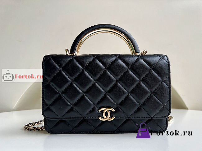 Chanel Wallet On Chain With Top Handle Black AP2844 12.3x19.2x3.5cm - 1