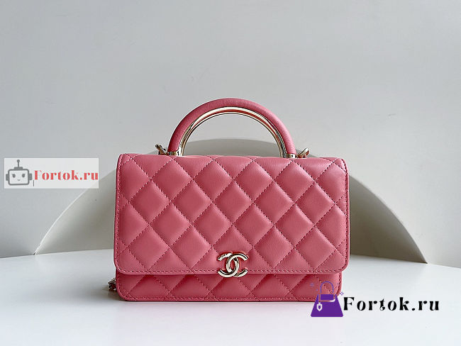 Chanel Wallet On Chain With Top Handle Coral Pink AP2844 12.3x19.2x3.5cm - 1