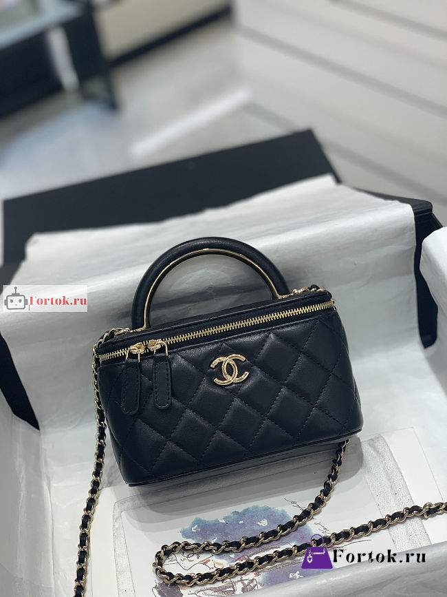 Chanel Vanity With Chain And Top Handle Black AP2846 17x8x9.5cm - 1