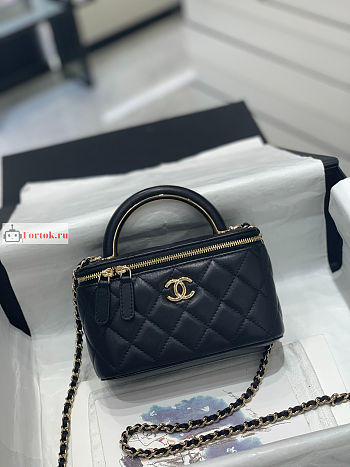 Chanel Vanity With Chain And Top Handle Black AP2846 17x8x9.5cm