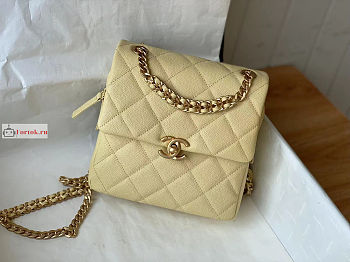 Chanel Backpack In Grained Leather Light Yellow AS3108 20x19x8cm 