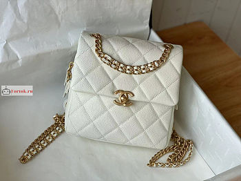 Chanel Backpack In Grained Leather White AS3108 20x19x8cm 