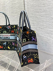 Dior Medium Book Tote Zodiac Embroidery Black M1296 36x27.5x16.5cm - 6