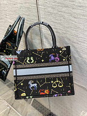 Dior Small Book Tote Zodiac Embroidery Black M1265 26x22cm - 2