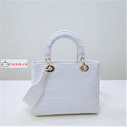 Dior Medium Lady D-Lite Natural Embroidery White M0565 24x20x11cm - 2