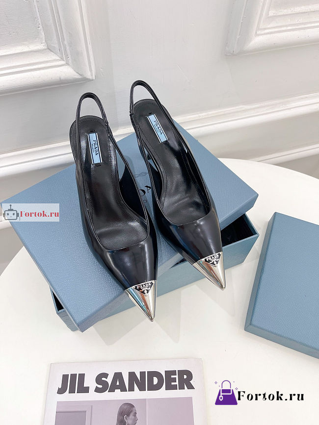 Prada Leather Slingback Pumps Black 1I903M 75mm - 1