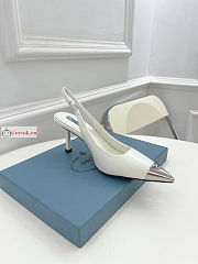 Prada Leather Slingback Pumps White 1I903M 75mm - 6