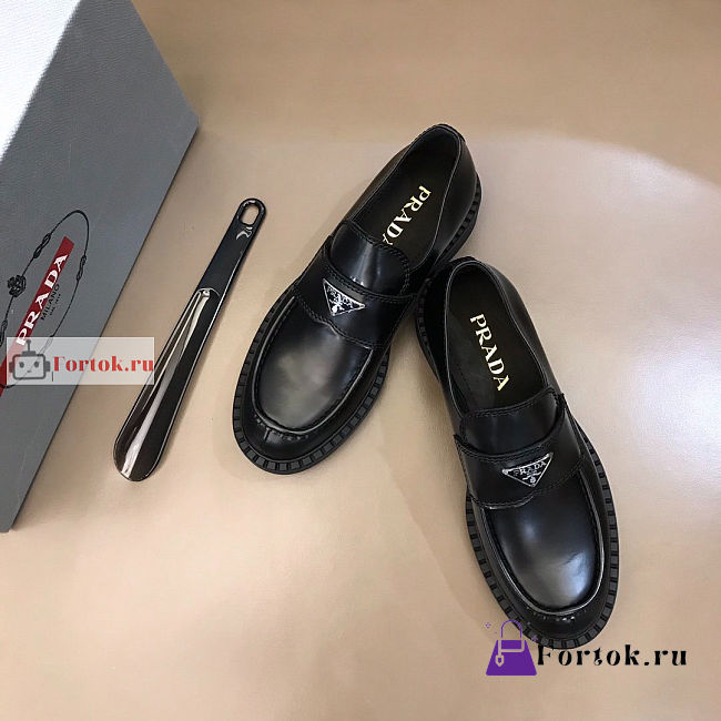 Prada Unlined Brushed Leather Loafers Black 1D238M - 1