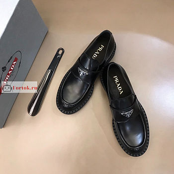 Prada Unlined Brushed Leather Loafers Black 1D238M