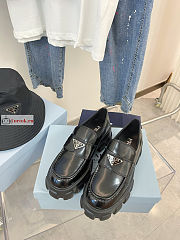 Prada Monolith Brushed Leather Loafers Black 2DE129 - 1