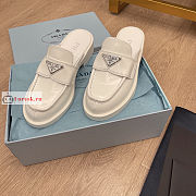 Prada Chocolate Brushed Leather Mules White 1D652M - 1