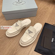 Prada Chocolate Brushed Leather Mules White 1D652M - 6